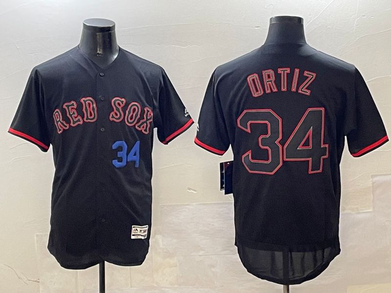 Men Boston Red Sox #34 Ortiz Black Fashion Elite 2025 Nike MLB Jersey style 5->boston red sox->MLB Jersey